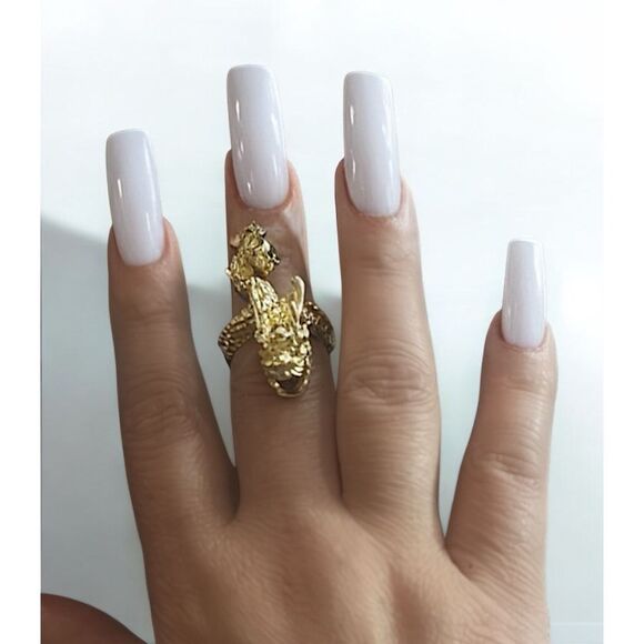 ALLOY Jewelry - NIB Men's Fashion Alloy Gold Plated Dragon Ring Vintage Metal Geometric Opening